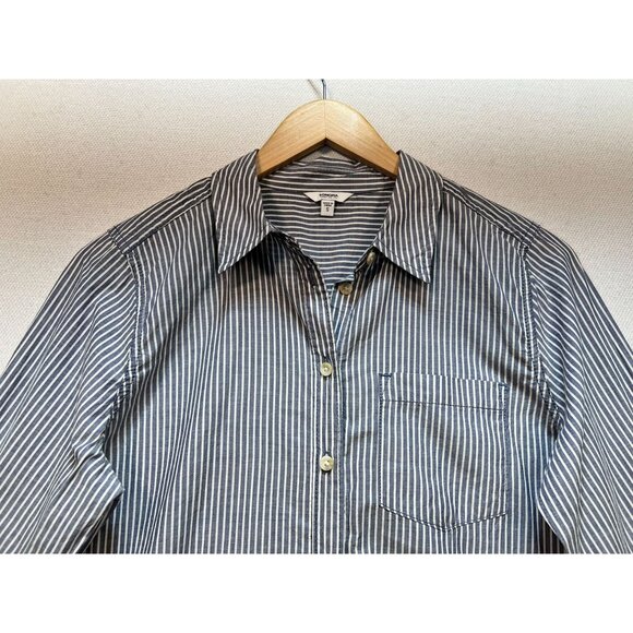 NWT Sonoma Goods for Life Essential Poplin Shirt Womens S Blue Striped Button Up - Picture 6 of 15